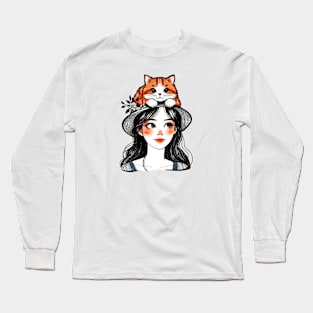 Girl with cat Long Sleeve T-Shirt